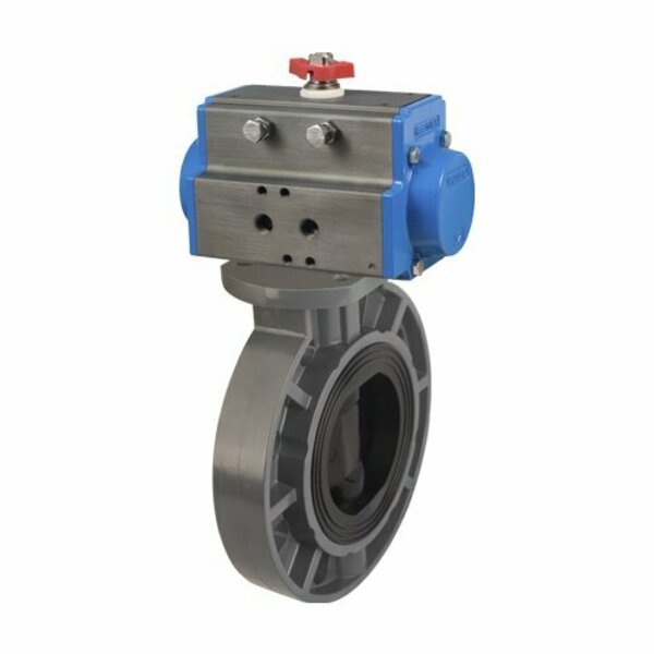 Bonomi North America 6in PVC DISC WAFER STYLE BUTTERFLY VALVE & DOUBLE ACTING PNEUMATIC ACTUATOR DAPVCBFVE-6